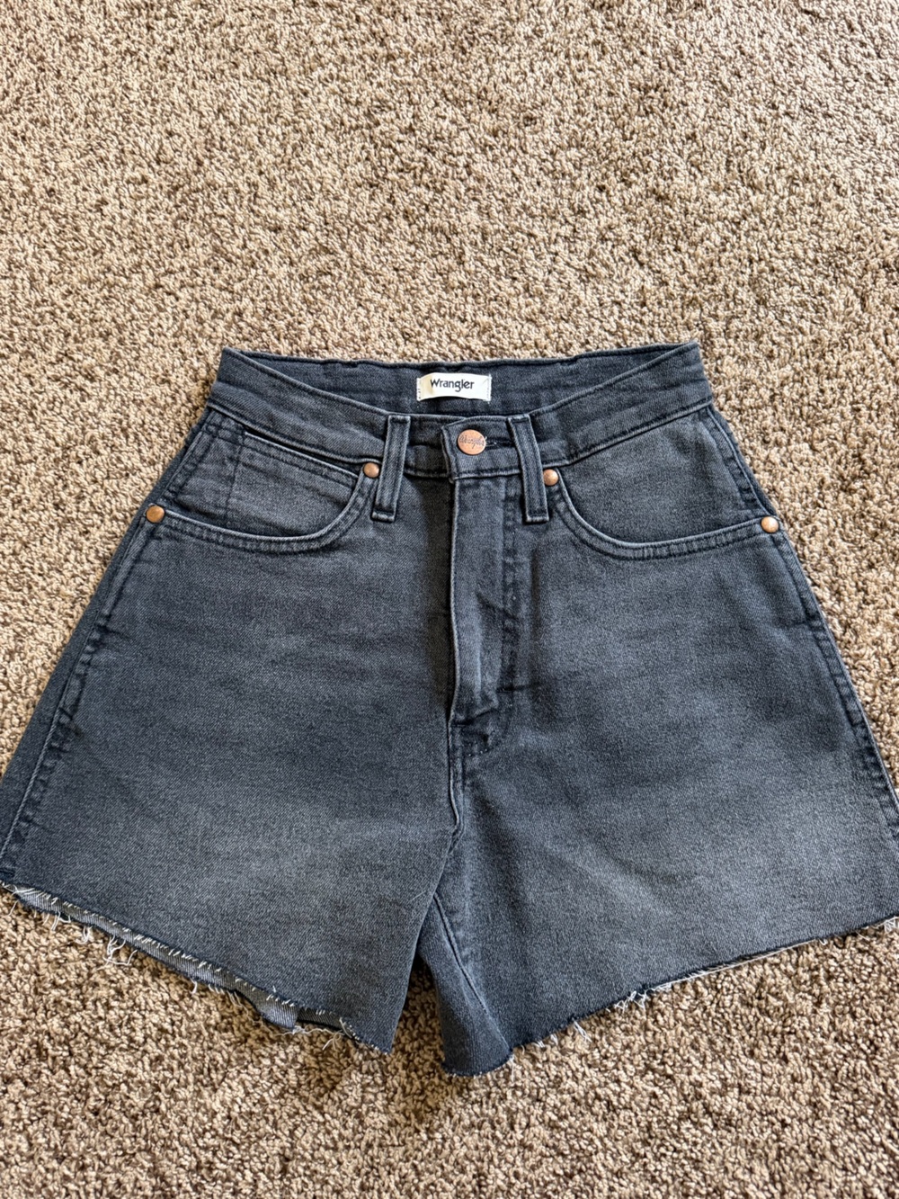 Wrangler High-Rise Black Denim Shorts with Copper Hardware